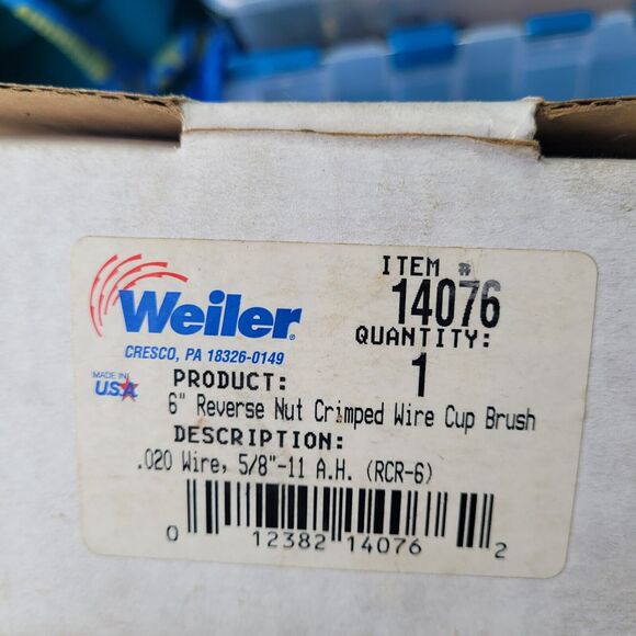 Weiler 14076 6" Crimped Wire Cup Brush, .020" Steel Fill, 5/8"-11 UNC Nut, NEW - Picture 2 of 4